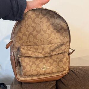 Coach Tan and Brown Signature Backpack